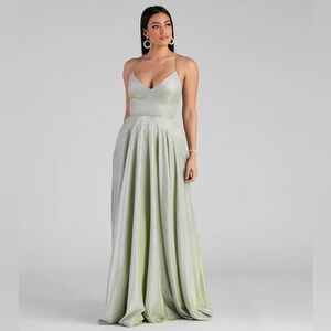 WINDSOR SAGE GLITTER PROM DRESS